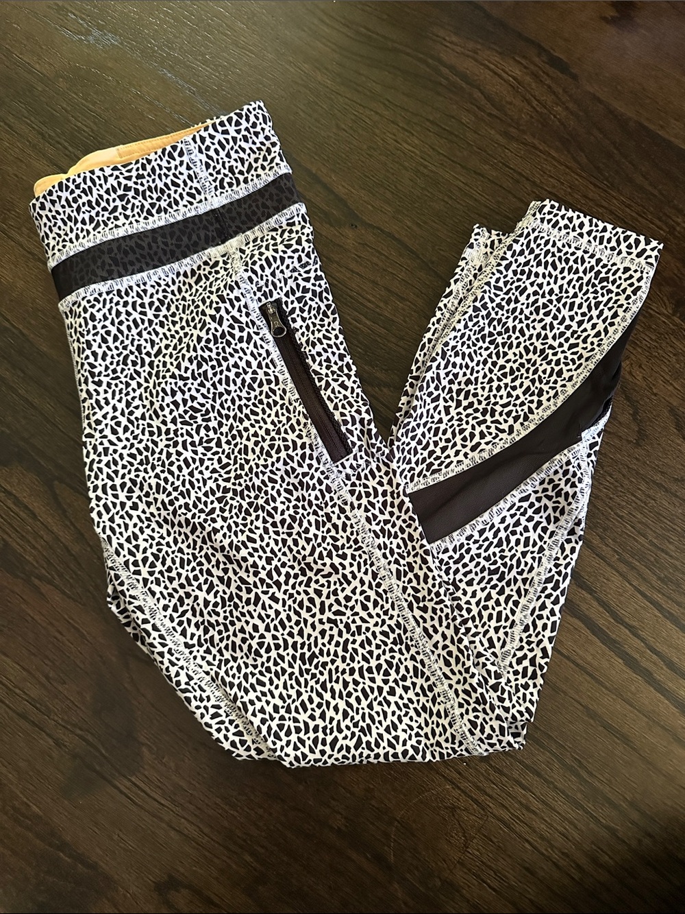lululemon athletica Black & White Patterned Leggings with Contrast Panels